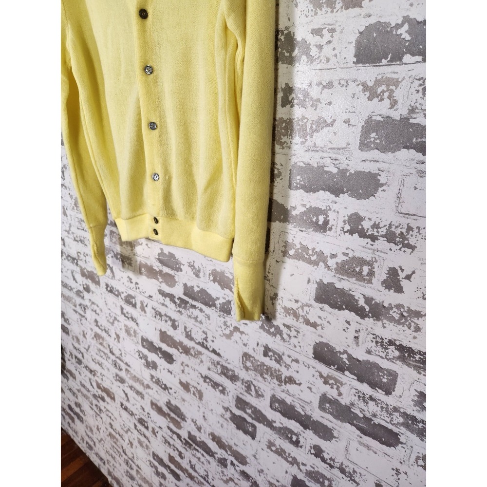 Vintage Izod Lacoste Cardigan Sweater Medium Yellow Preppy 90's Academia - Picture 5 of 14